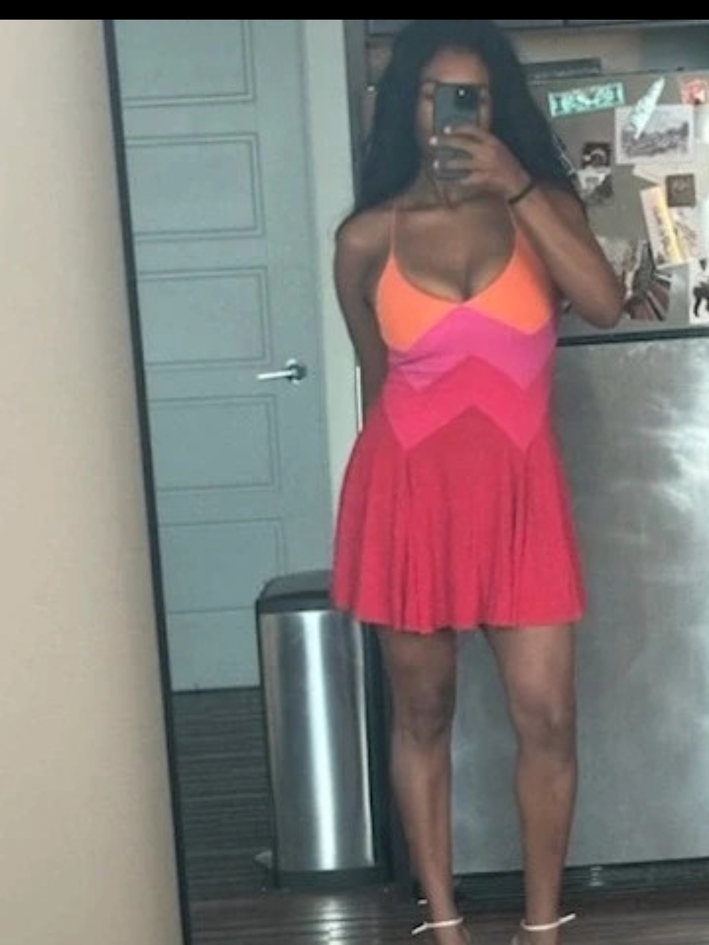 Juicy Couture Orange Pink Red Colorblock Mini Dress